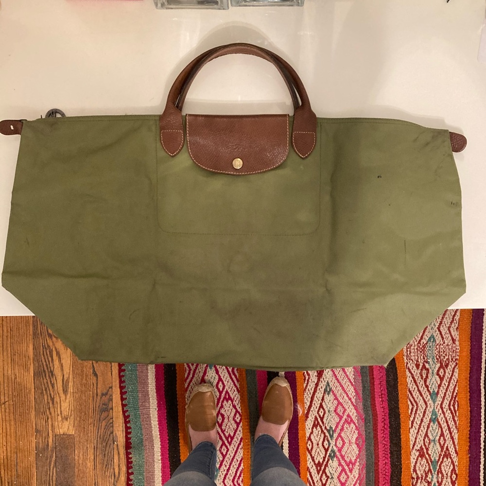 Longchamp Le Pliage large travel tote WELL-WORN
